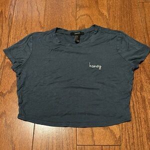 Forever 21 cropped blue/teal t-shirt